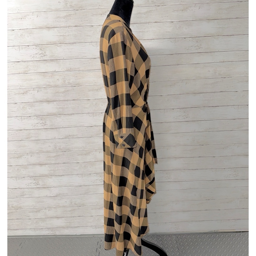 Calvin Klein Buffalo Check Surplice Midi Dress - Picture 5 of 8